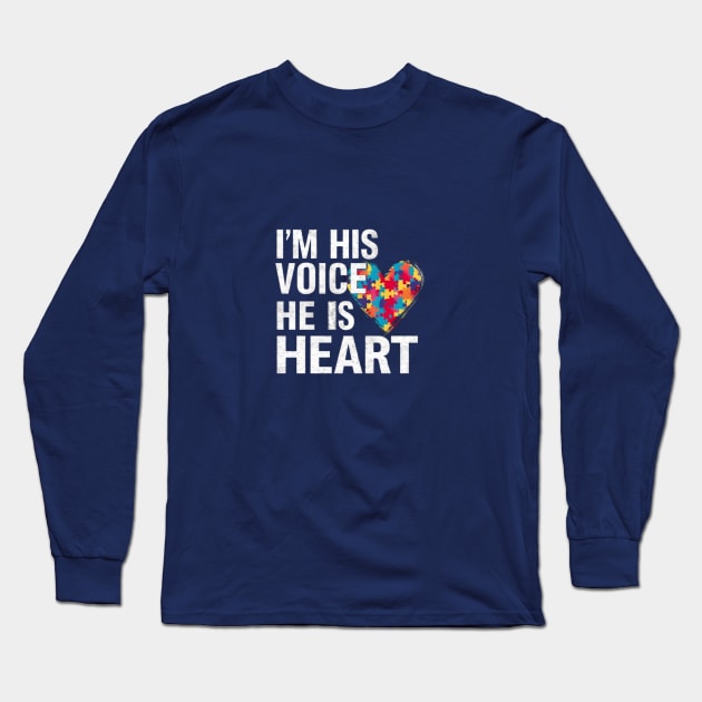 Autism, I'm his voice he is my heart Long Sleeve T-Shirt by Medkas 